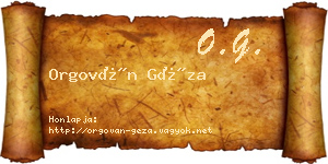 Orgován Géza névjegykártya